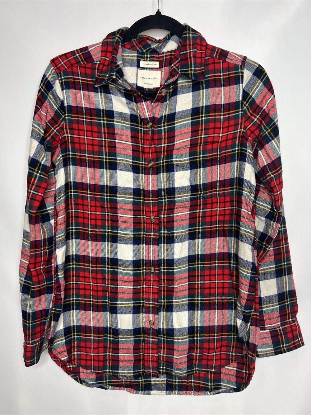 American Eagle Womens XS ahh-mazingly soft boyfriend fit red flannel